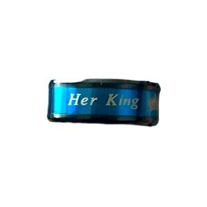 Mens Blue Stainless Steel 'Her King' Ring